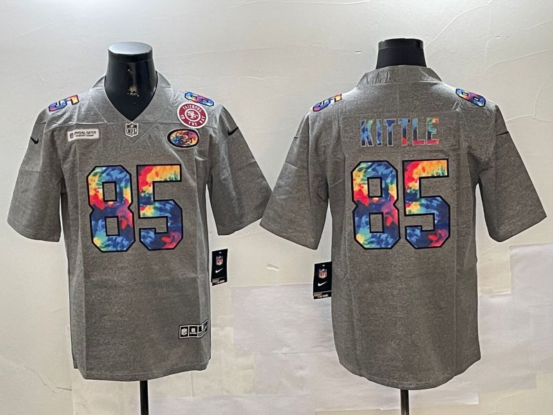Men San Francisco 49ers 85 Kittle Grey Rainbow 2024 Nike Limited NFL Jersey style 4